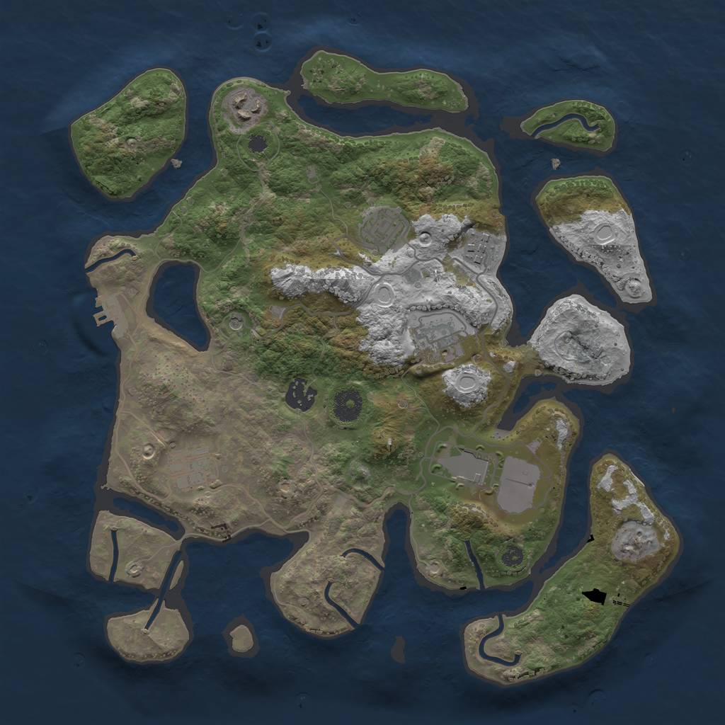 Rust Map: Procedural Map, Size: 3500, Seed: 4208863, 14 Monuments
