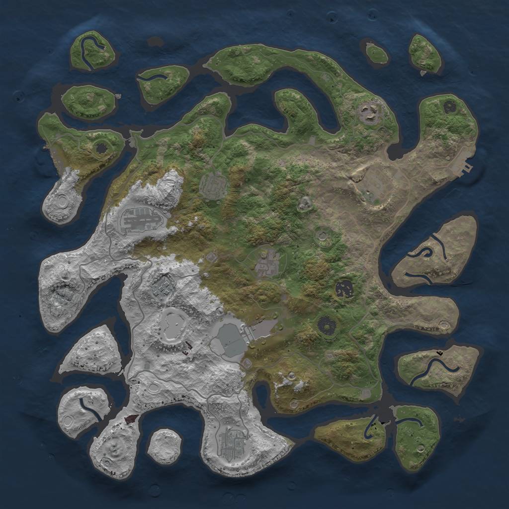 Rust Map: Procedural Map, Size: 4096, Seed: 2032751635, 17 Monuments