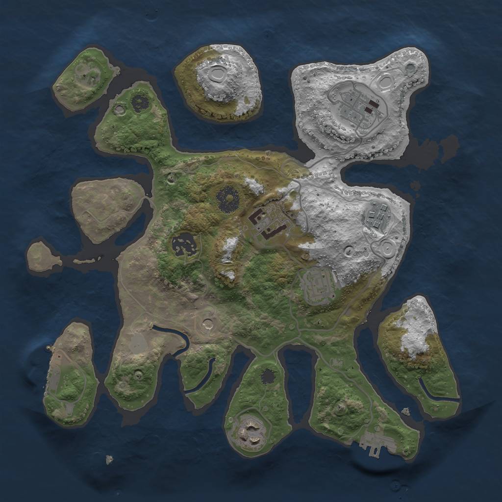 Rust Map: Procedural Map, Size: 3000, Seed: 1127086875, 14 Monuments