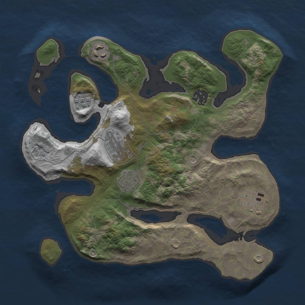 Rust Map: Barren, Size: 2950, Seed: 62161612, 9 Monuments
