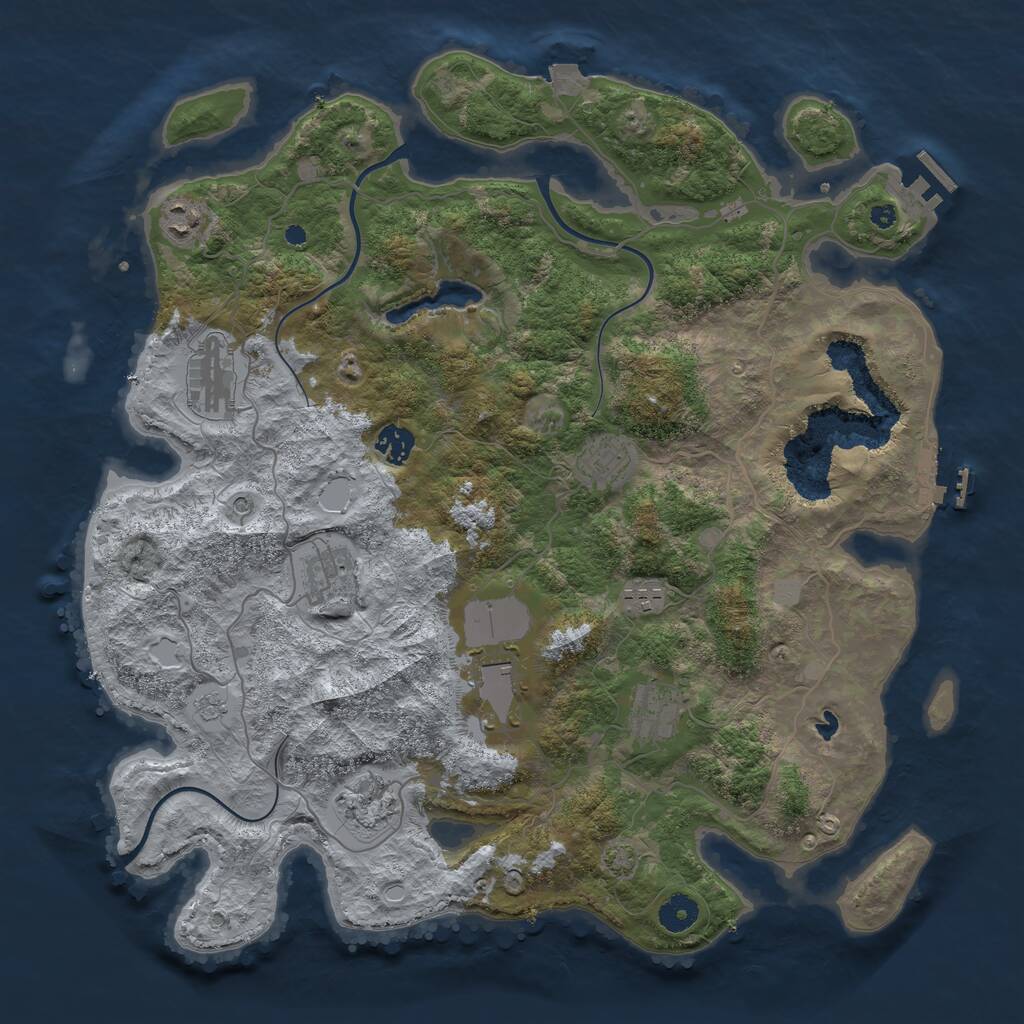 Rust Map: Procedural Map, Size: 4050, Seed: 1094760445, 15 Monuments