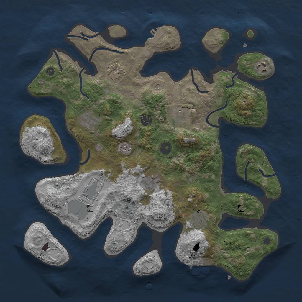 Rust Map: Procedural Map, Size: 3750, Seed: 938913983, 17 Monuments