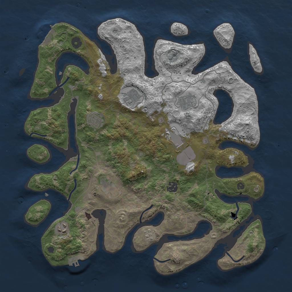 Rust Map: Procedural Map, Size: 4000, Seed: 1873242178, 16 Monuments