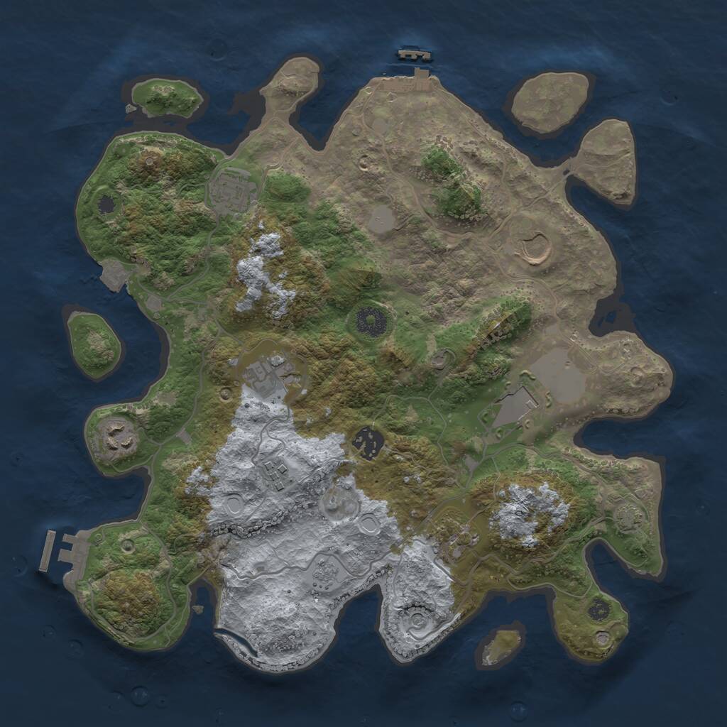 Rust Map: Procedural Map, Size: 3500, Seed: 1142273317, 14 Monuments