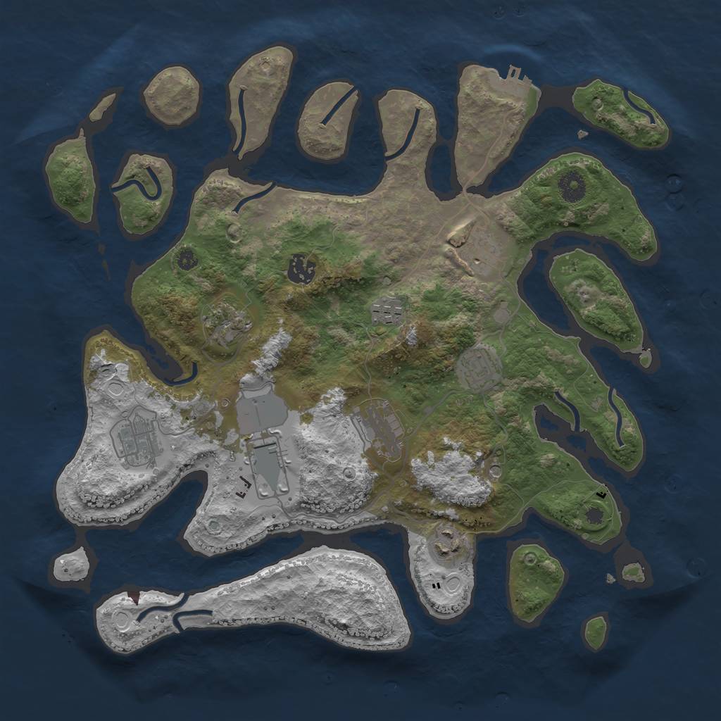 Rust Map: Procedural Map, Size: 3700, Seed: 2836273, 16 Monuments