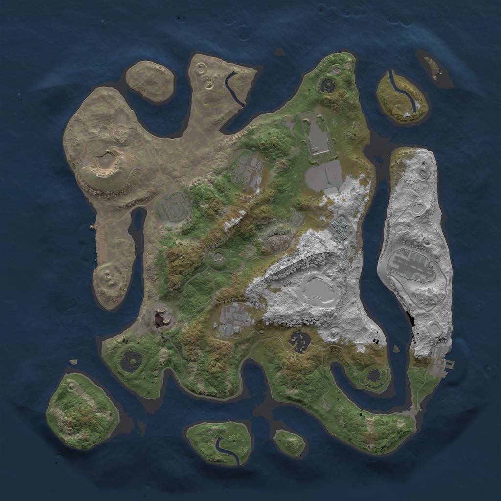 Rust Map: Procedural Map, Size: 3500, Seed: 83754, 17 Monuments