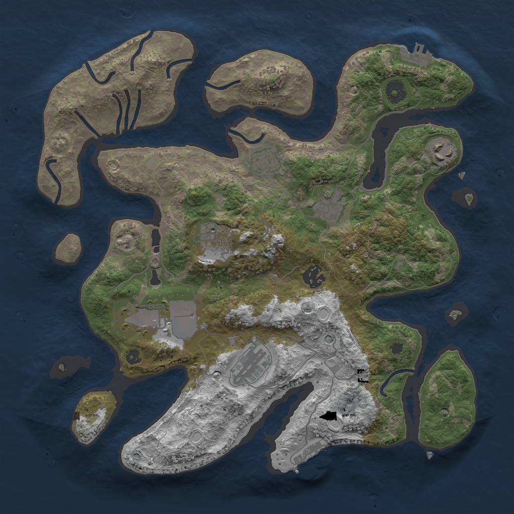 Rust Map: Procedural Map, Size: 3500, Seed: 11389125, 15 Monuments