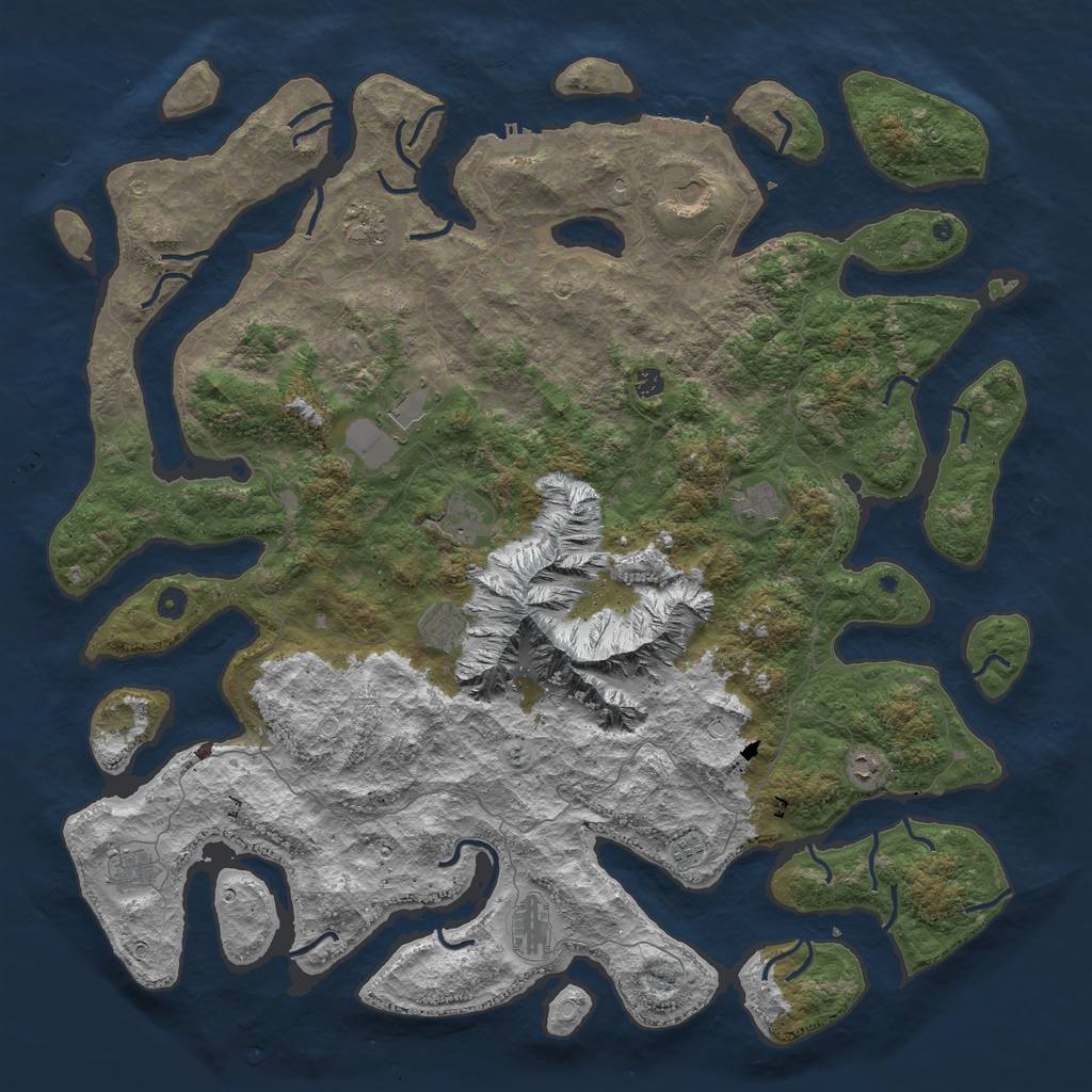 Rust Map: Procedural Map, Size: 5500, Seed: 1980226453, 19 Monuments
