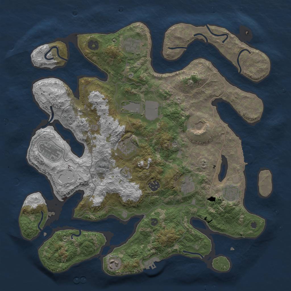 Rust Map: Procedural Map, Size: 4000, Seed: 511880943, 18 Monuments