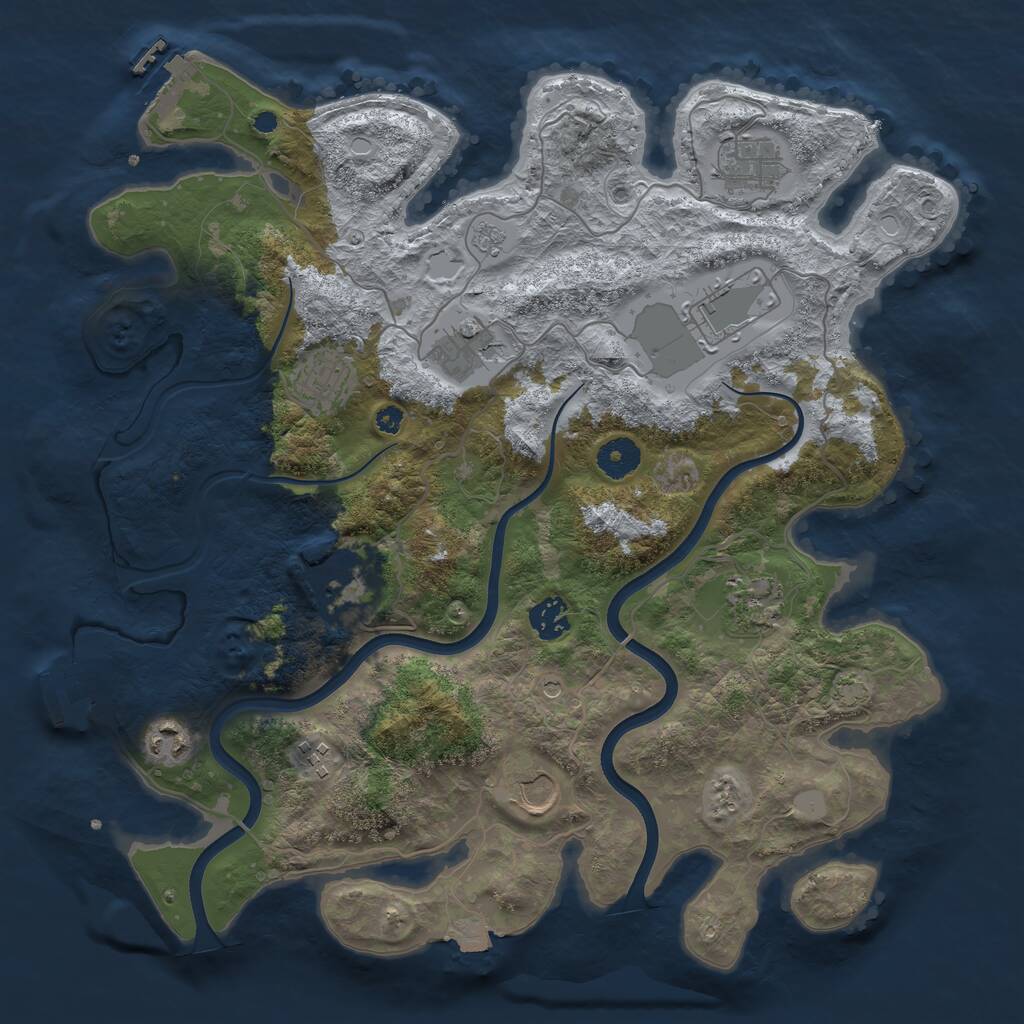 Rust Map: Procedural Map, Size: 3750, Seed: 25827, 16 Monuments