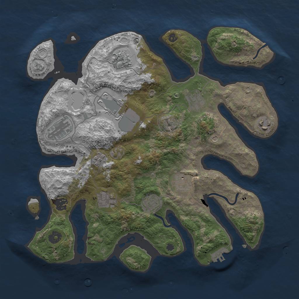 Rust Map: Procedural Map, Size: 3500, Seed: 1874165130, 17 Monuments