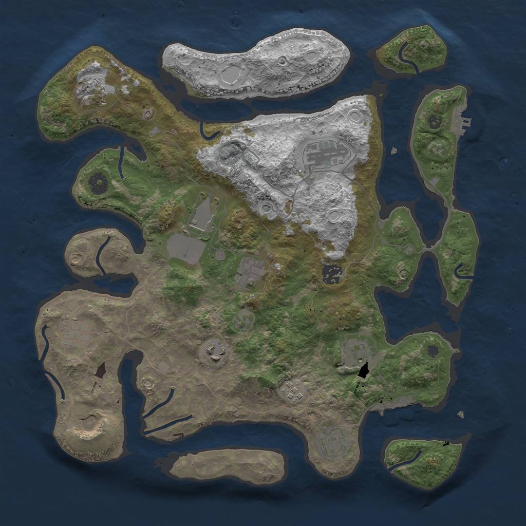 Rust Map: Procedural Map, Size: 3800, Seed: 7267524, 19 Monuments