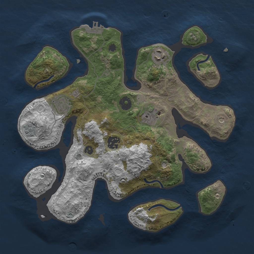 Rust Map: Procedural Map, Size: 3000, Seed: 1502067623, 12 Monuments