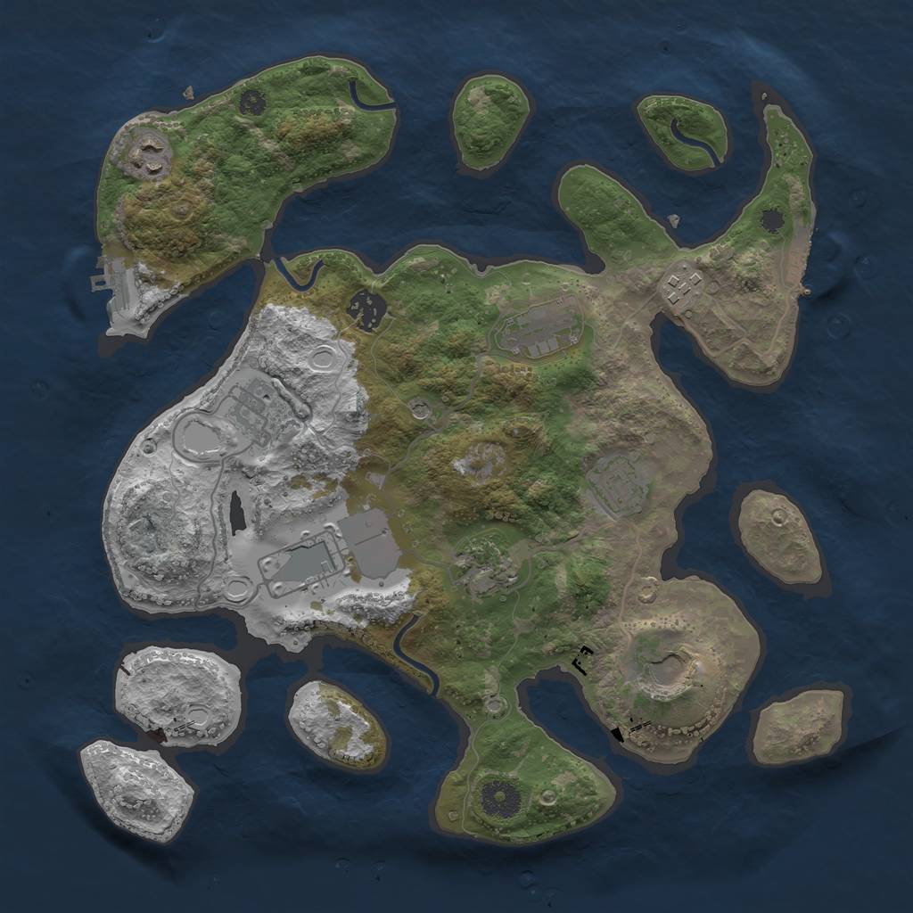 Rust Map: Procedural Map, Size: 3500, Seed: 1735324109, 17 Monuments