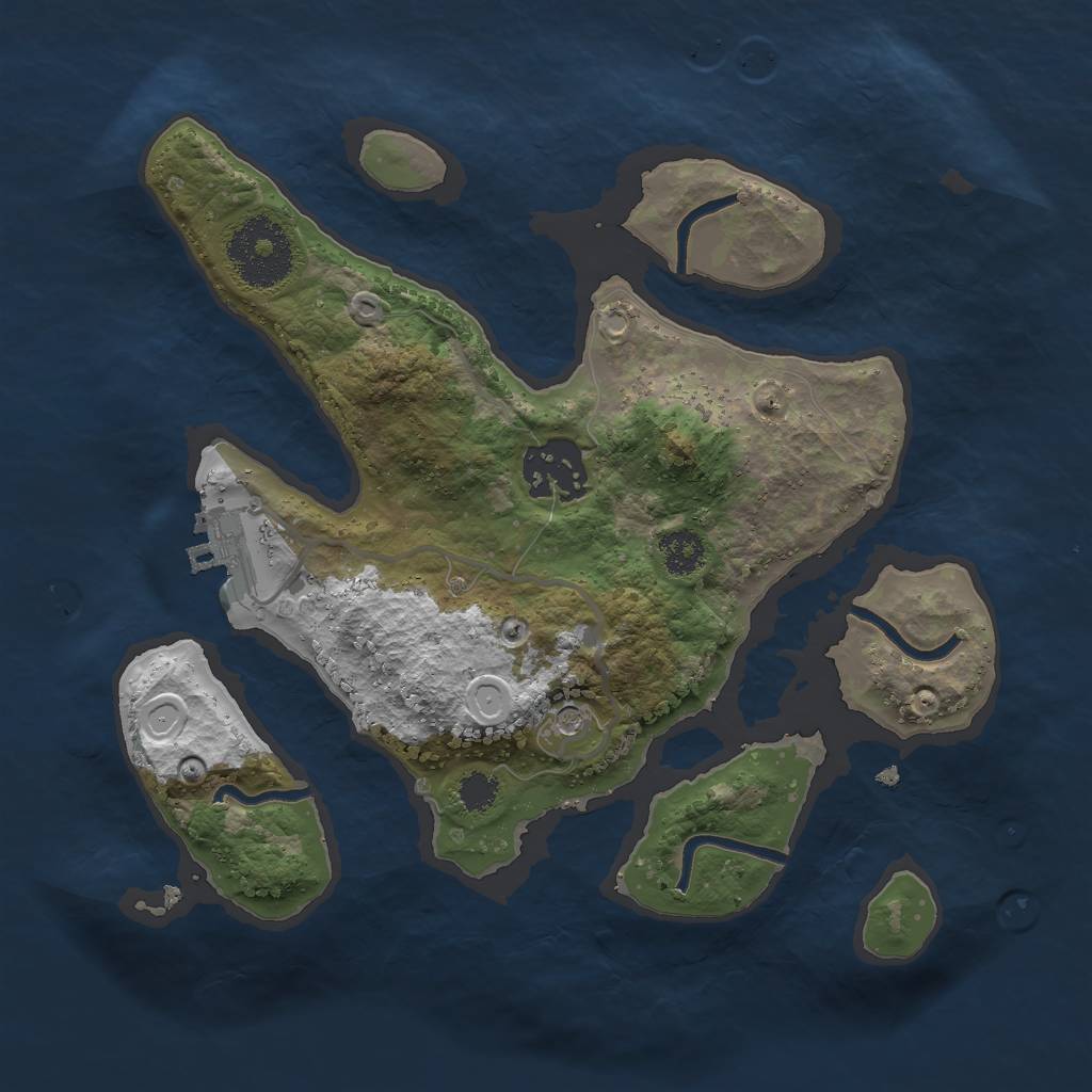 Rust Map: Procedural Map, Size: 2500, Seed: 4846, 8 Monuments