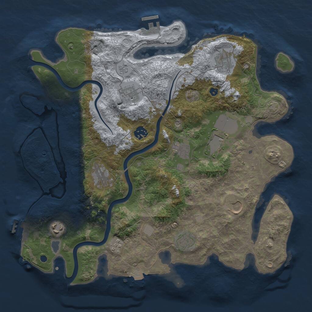 Rust Map: Procedural Map, Size: 3700, Seed: 1311550580, 16 Monuments