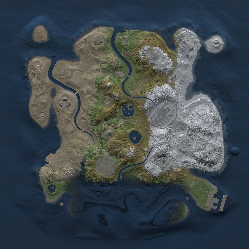 Rust Map: Procedural Map, Size: 3000, Seed: 1642463299, 10 Monuments