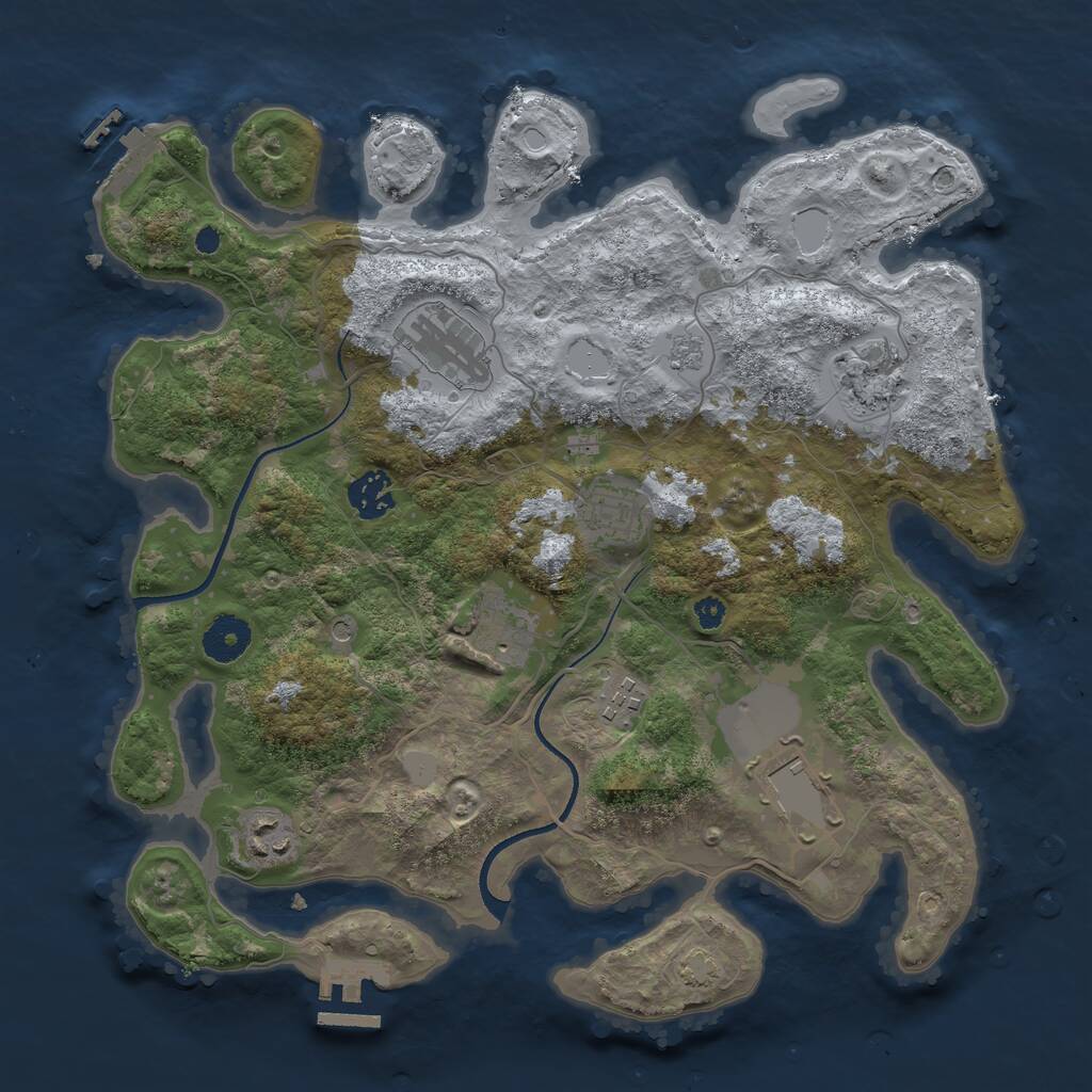 Rust Map: Procedural Map, Size: 3500, Seed: 1079974897, 14 Monuments