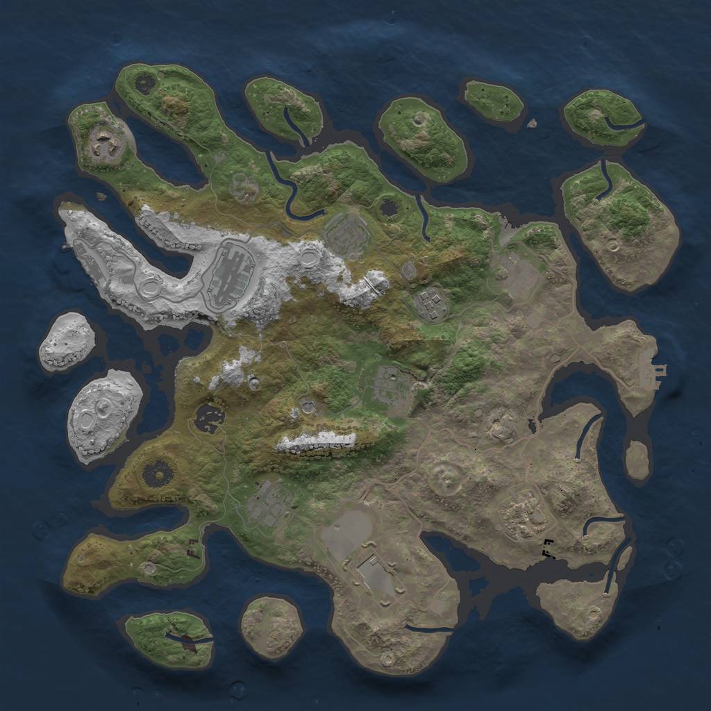 Rust Map: Procedural Map, Size: 3700, Seed: 169687701, 18 Monuments