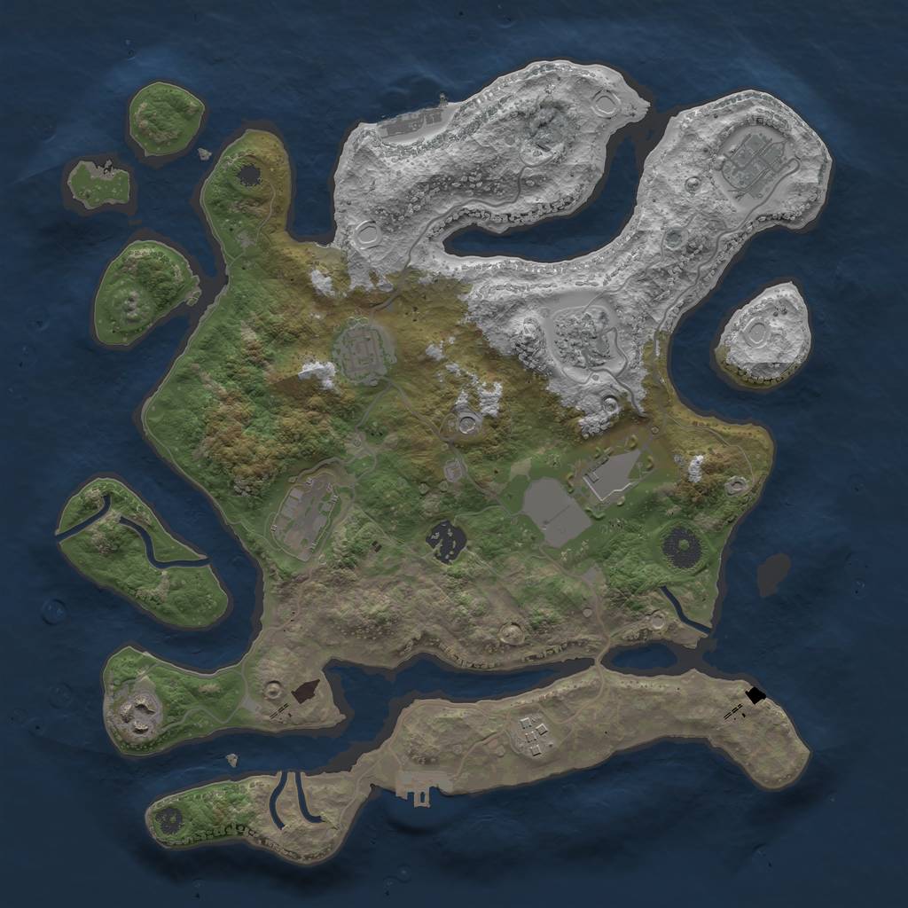 Rust Map: Procedural Map, Size: 3500, Seed: 600903742, 16 Monuments