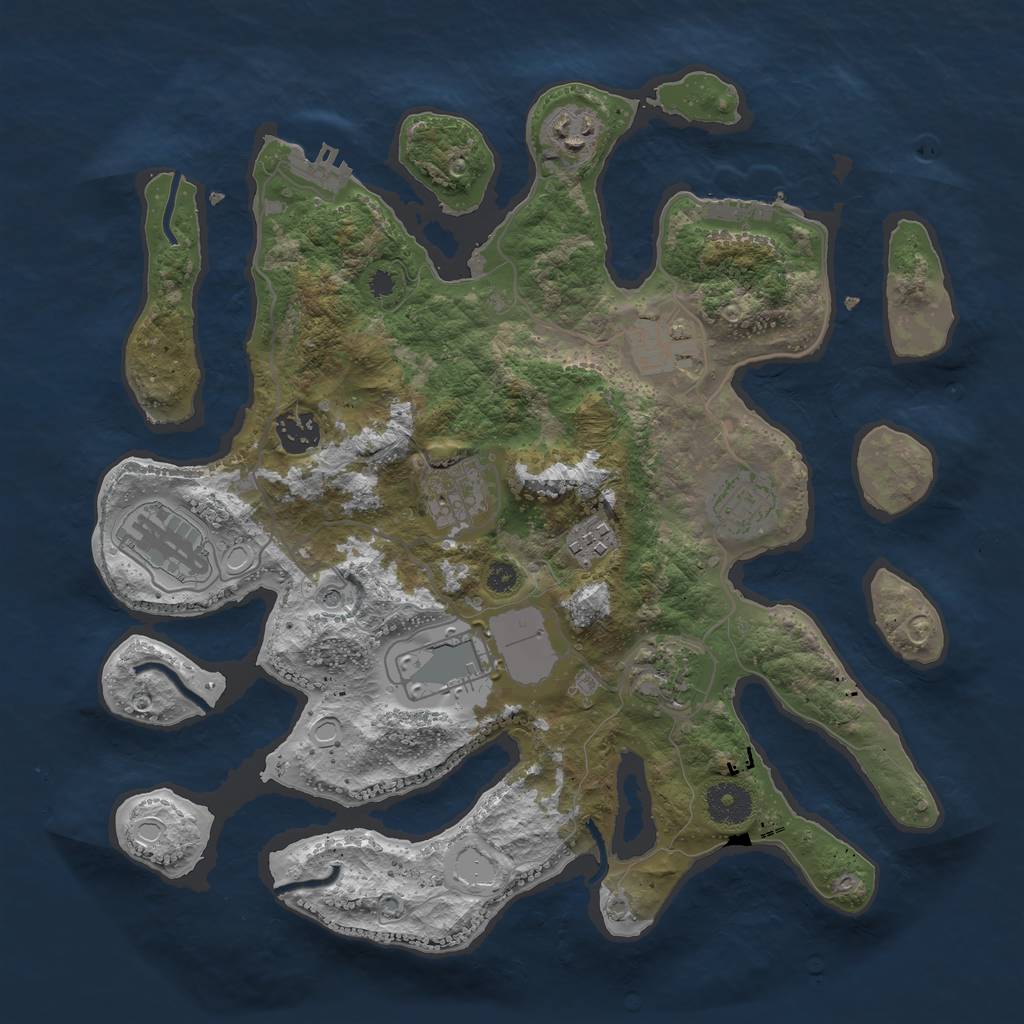 Rust Map: Procedural Map, Size: 3500, Seed: 1706578907, 17 Monuments