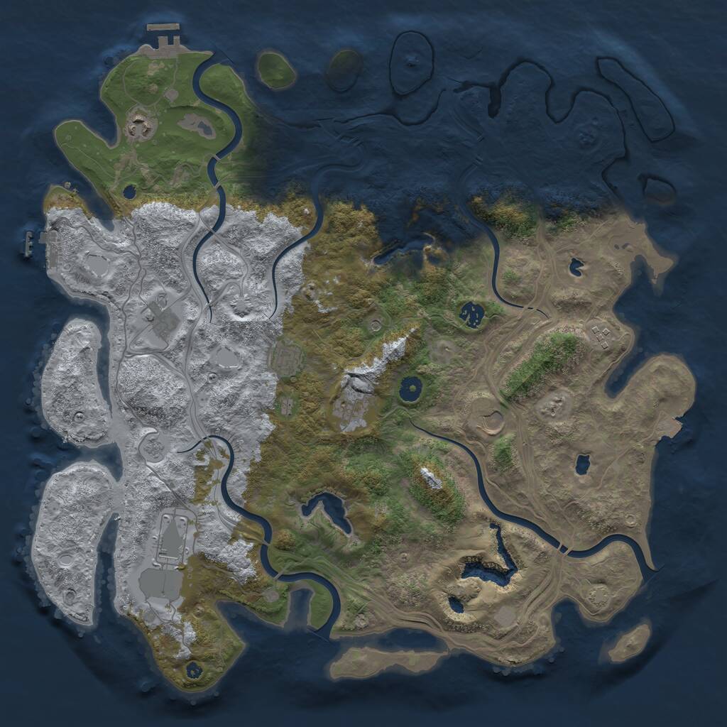 Rust Map: Procedural Map, Size: 4500, Seed: 686405791, 14 Monuments