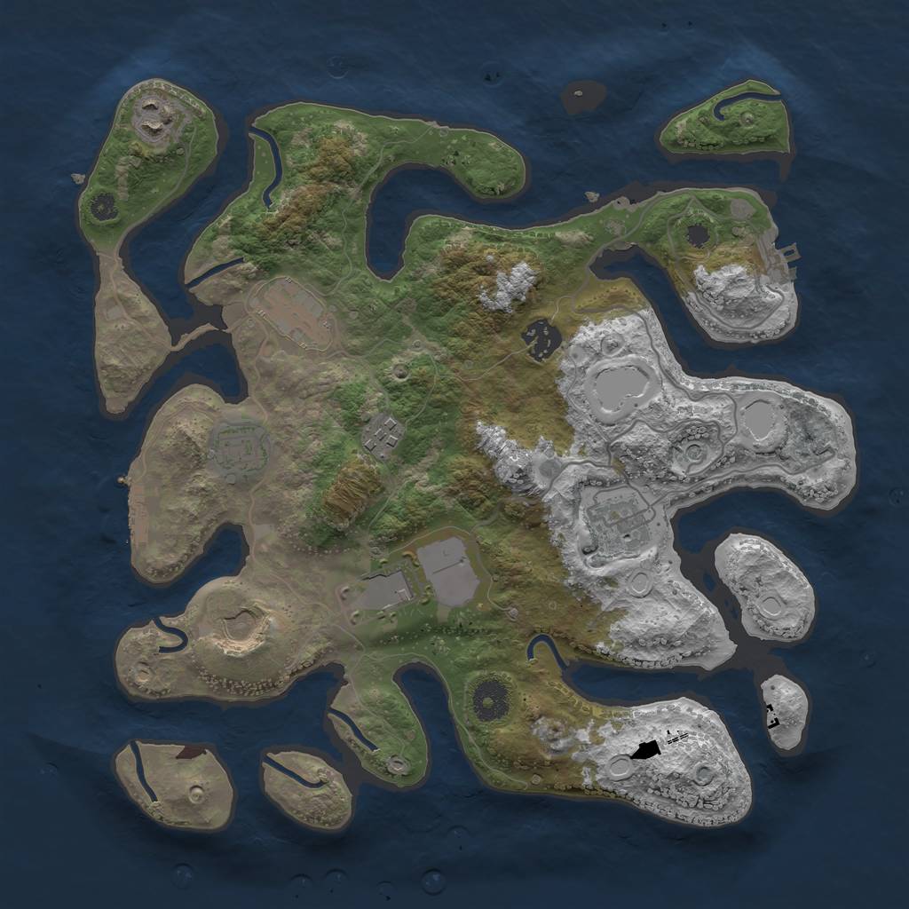 Rust Map: Procedural Map, Size: 3500, Seed: 725801965, 16 Monuments