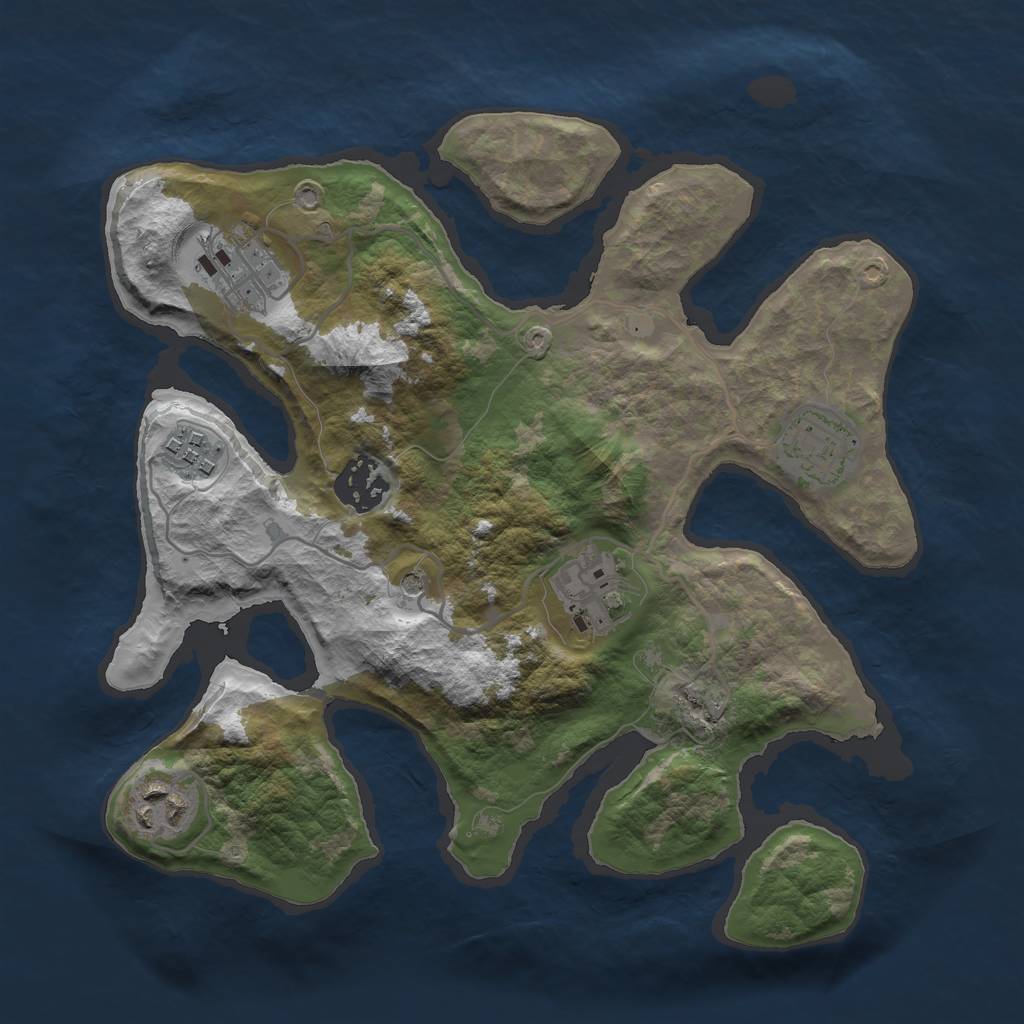Rust Map: Barren, Size: 2900, Seed: 74560896, 9 Monuments