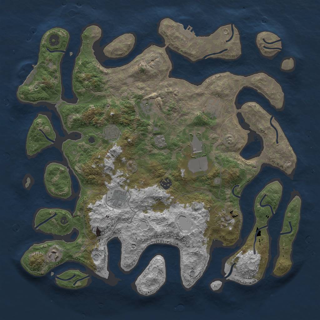 Rust Map: Procedural Map, Size: 4200, Seed: 2063689157, 17 Monuments