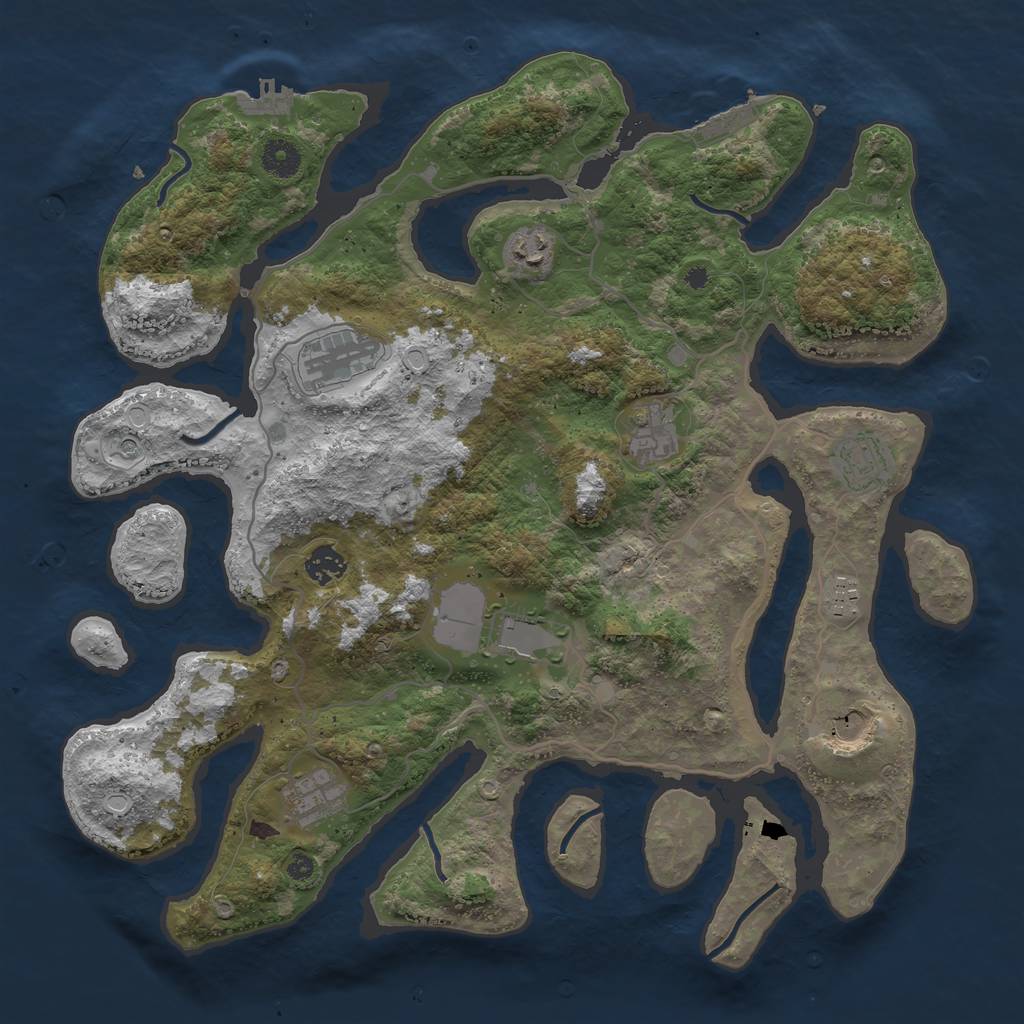 Rust Map: Procedural Map, Size: 4000, Seed: 679870533, 17 Monuments
