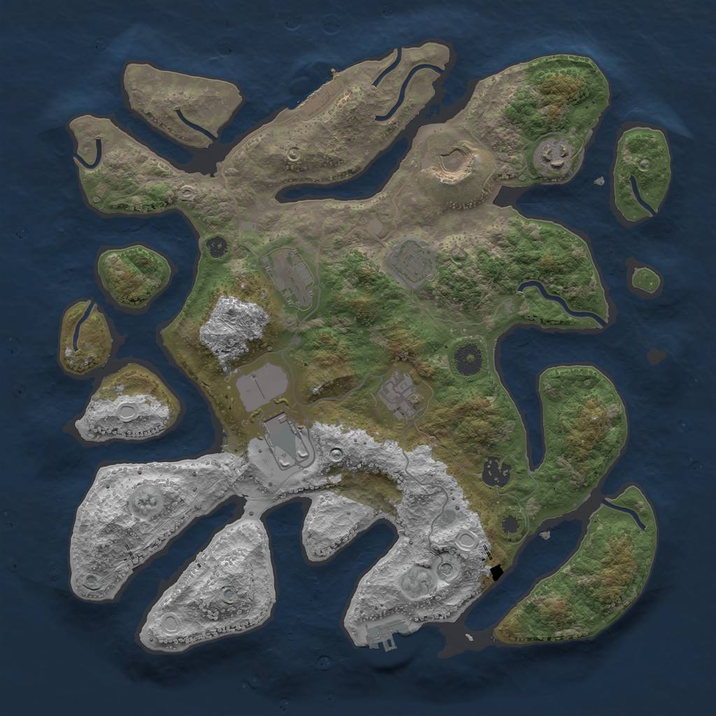 Rust Map: Procedural Map, Size: 3650, Seed: 96594631, 15 Monuments