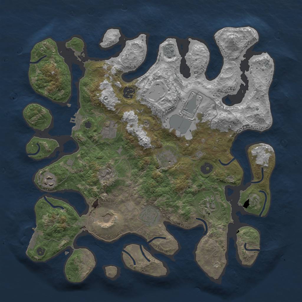 Rust Map: Procedural Map, Size: 3800, Seed: 3594327, 17 Monuments
