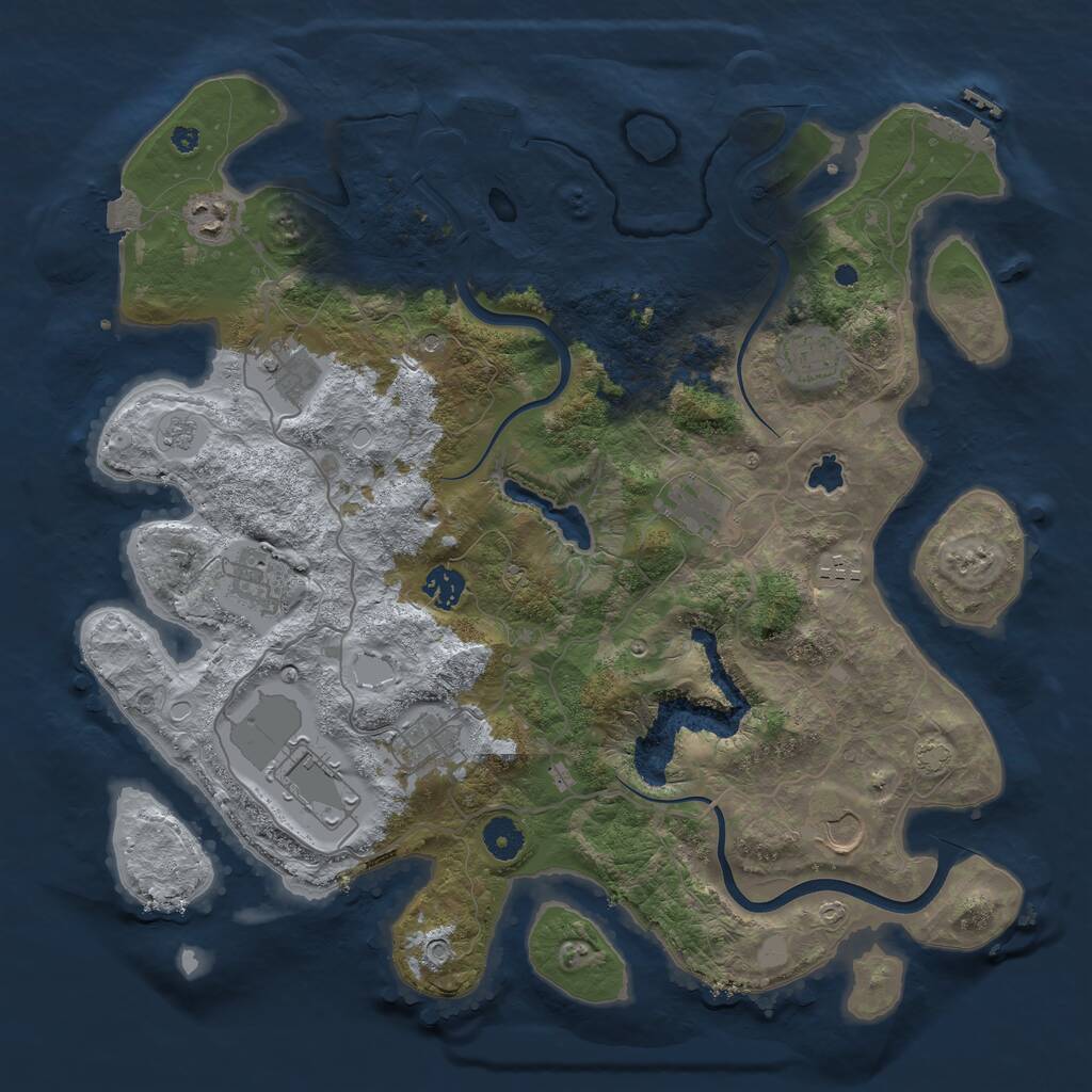 Rust Map: Procedural Map, Size: 4000, Seed: 10361086, 16 Monuments