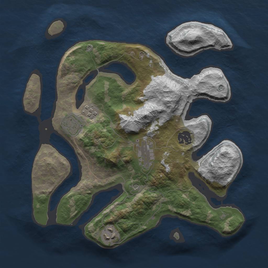 Rust Map: Barren, Size: 2900, Seed: 1269631613, 8 Monuments