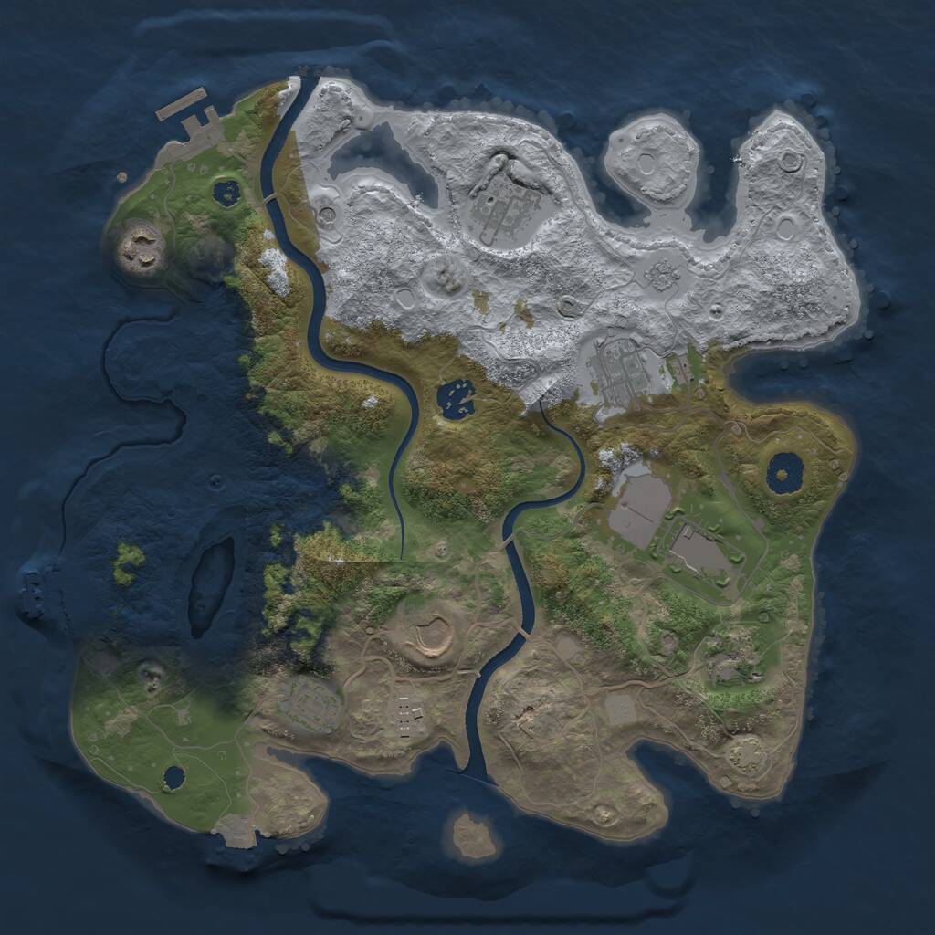 Rust Map: Procedural Map, Size: 3500, Seed: 186485319, 15 Monuments