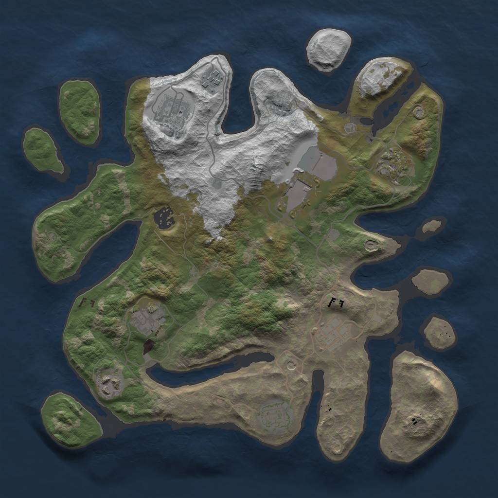 Rust Map: Barren, Size: 3500, Seed: 123476, 12 Monuments
