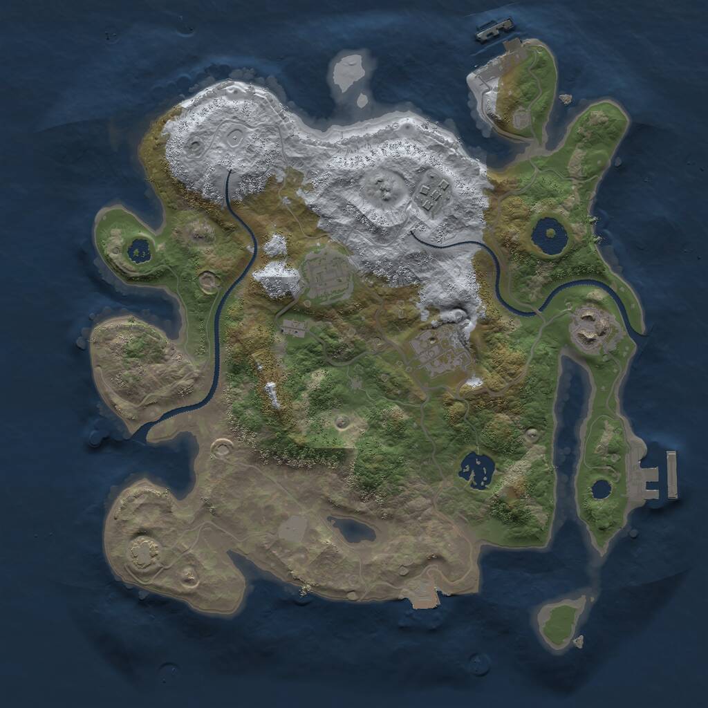 Rust Map: Procedural Map, Size: 3000, Seed: 3169, 9 Monuments