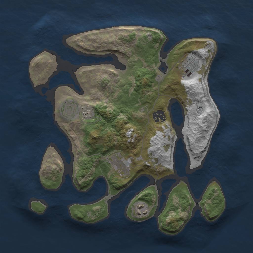 Rust Map: Barren, Size: 3000, Seed: 910572, 9 Monuments