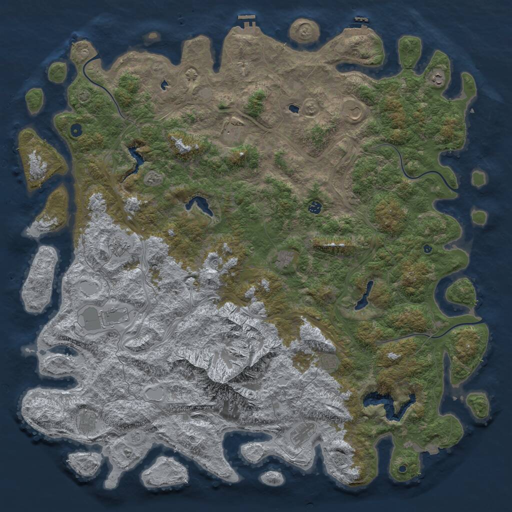 Rust Map: Procedural Map, Size: 6000, Seed: 11625103, 17 Monuments