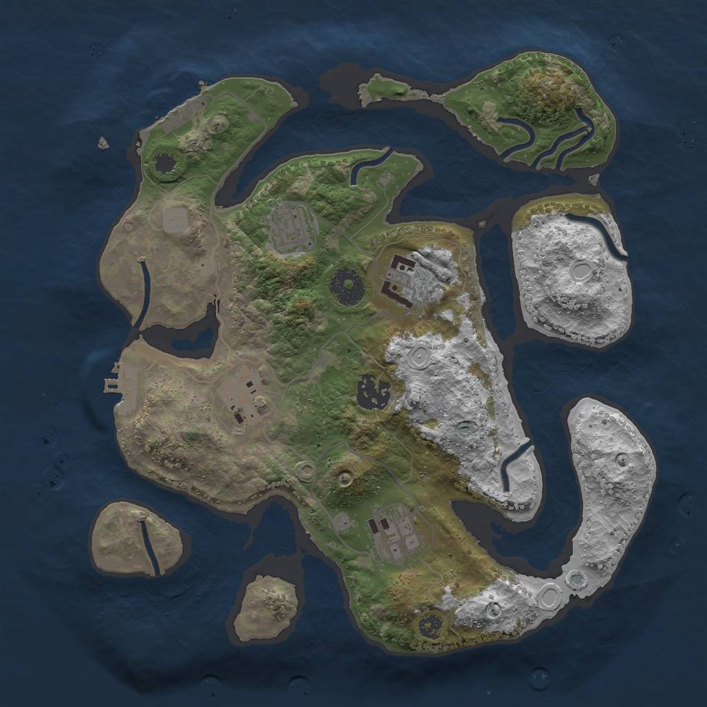 Rust Map: Procedural Map, Size: 3000, Seed: 1723826407, 12 Monuments