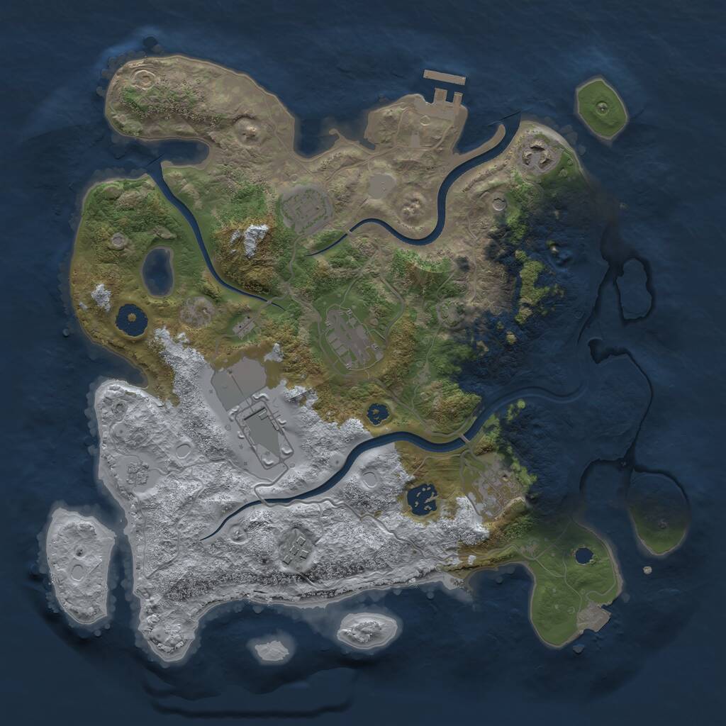 Rust Map: Procedural Map, Size: 3500, Seed: 3959753, 12 Monuments