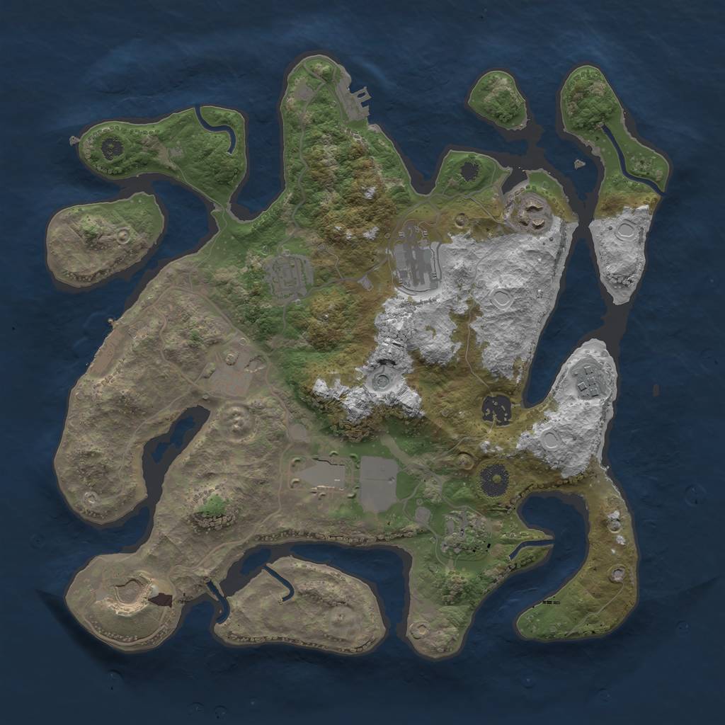 Rust Map: Procedural Map, Size: 3500, Seed: 342204134, 17 Monuments