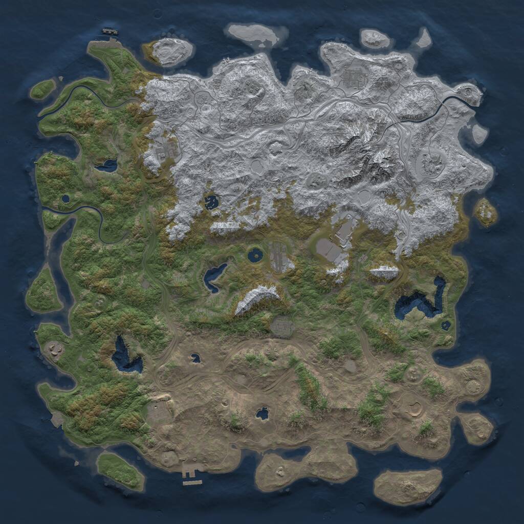 Rust Map: Procedural Map, Size: 5500, Seed: 1026184960, 17 Monuments