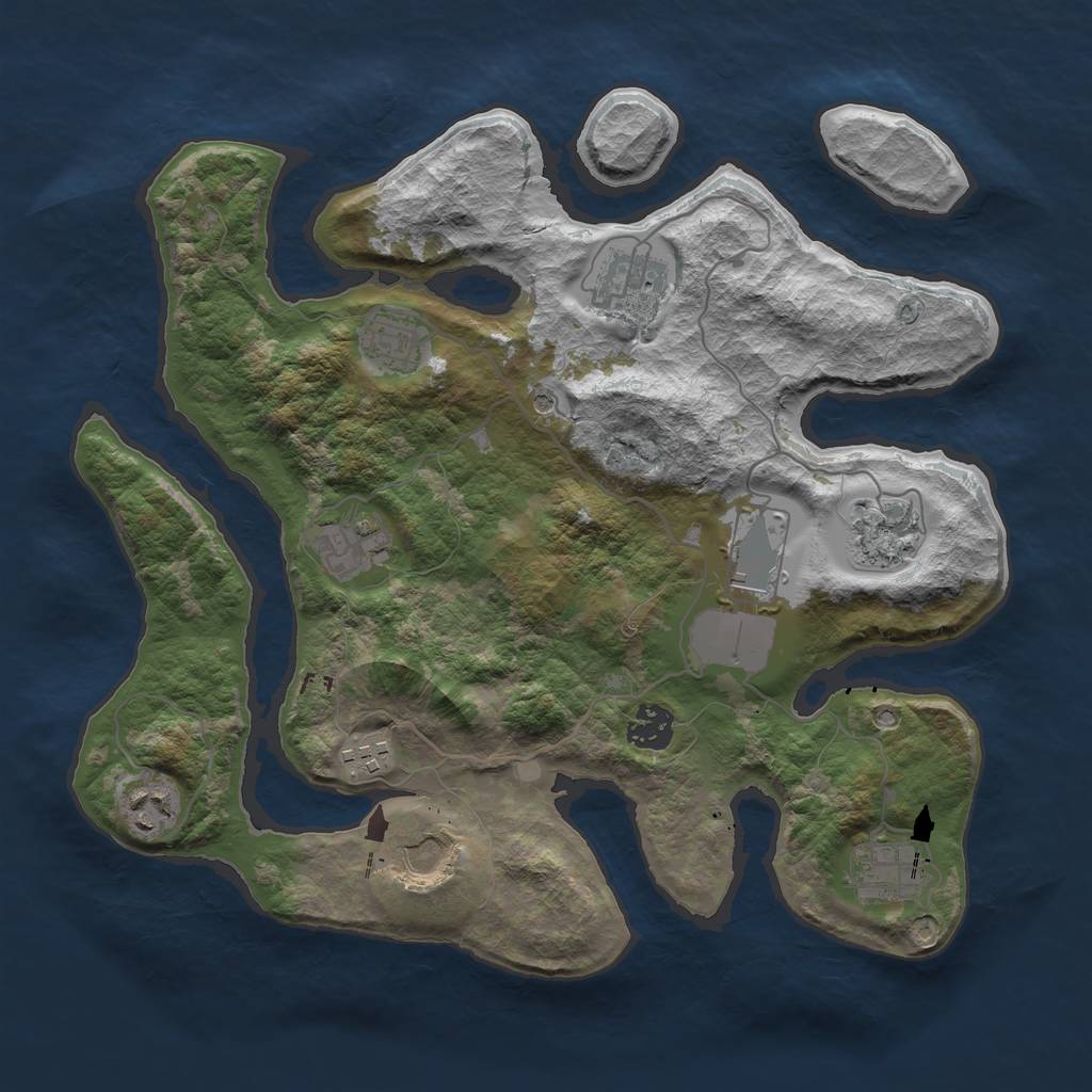 Rust Map: Barren, Size: 3500, Seed: 217982538, 13 Monuments
