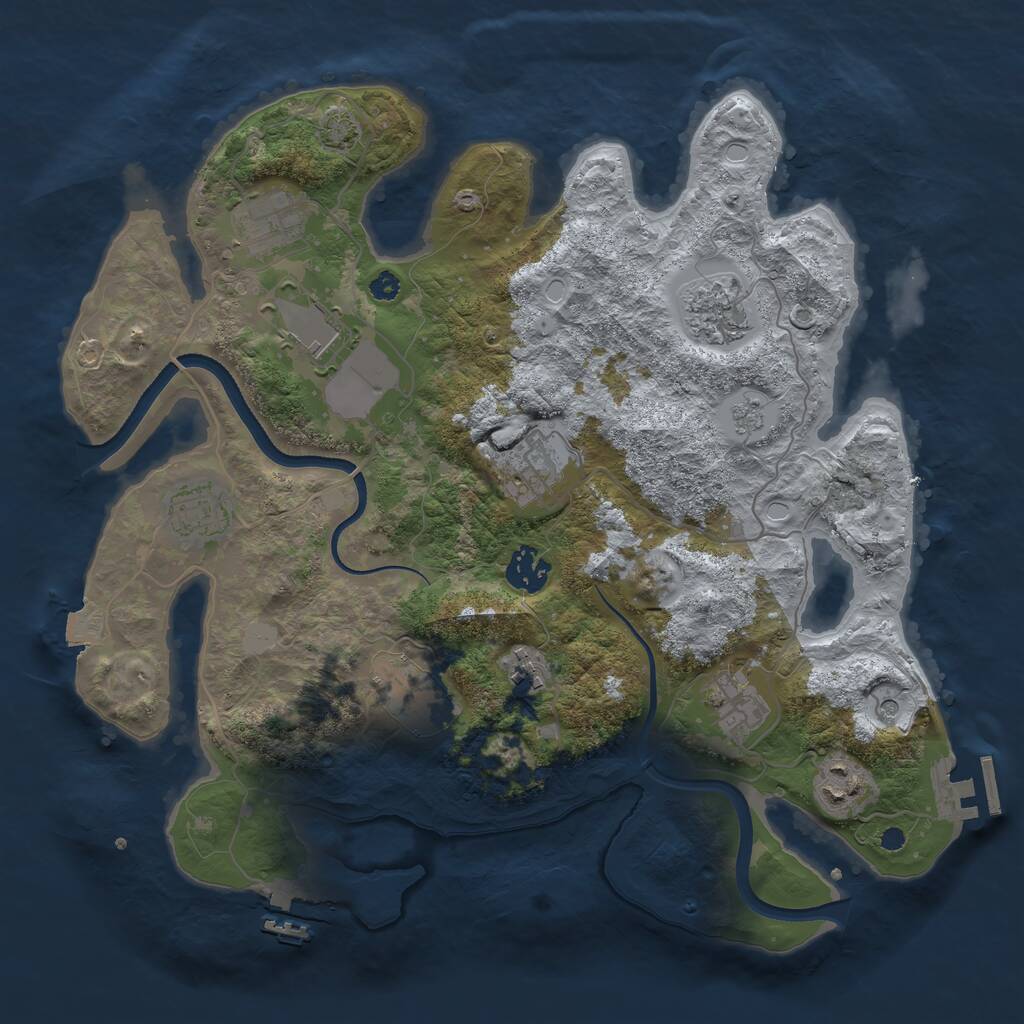 Rust Map: Procedural Map, Size: 3500, Seed: 690354442, 16 Monuments