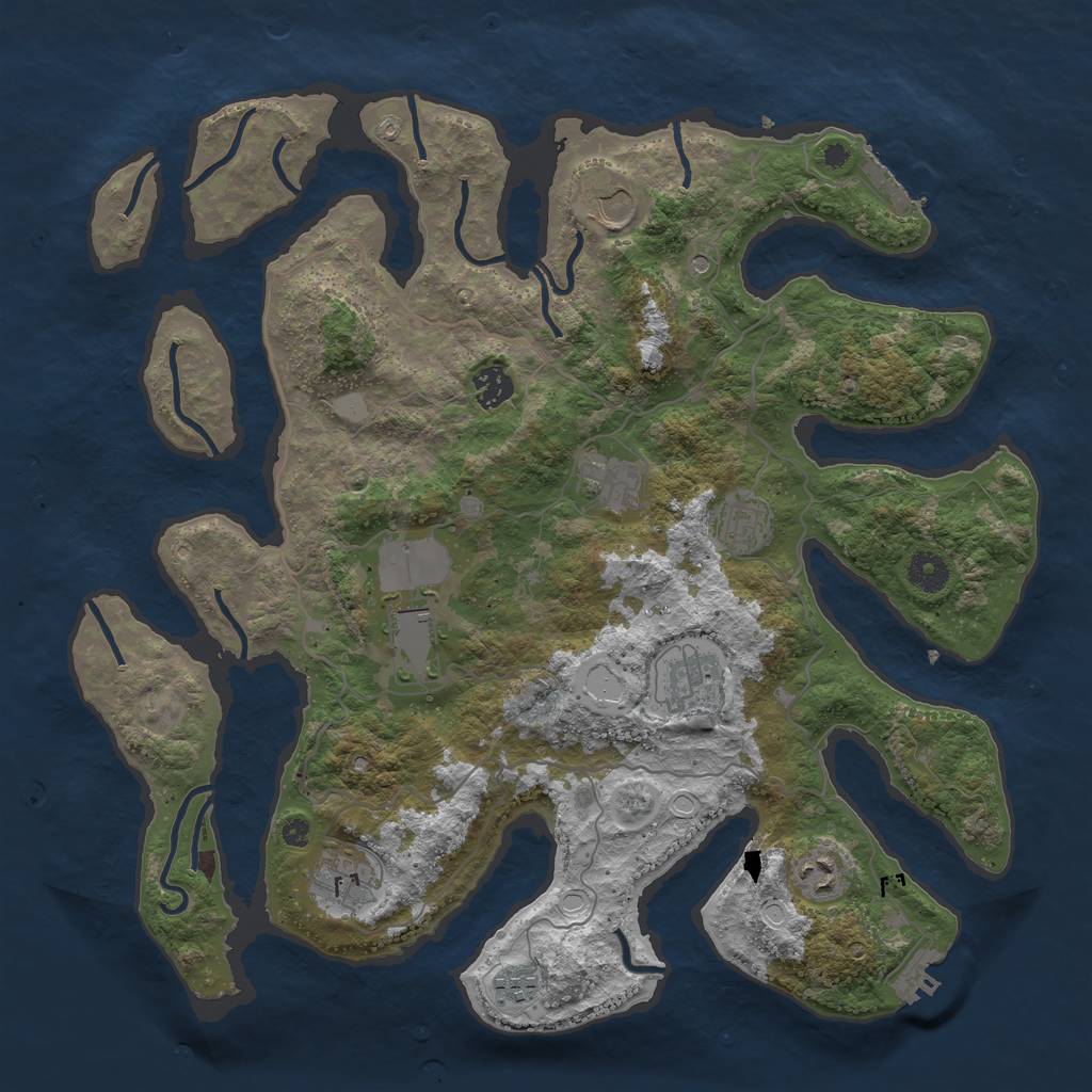 Rust Map: Procedural Map, Size: 4000, Seed: 39579940, 17 Monuments