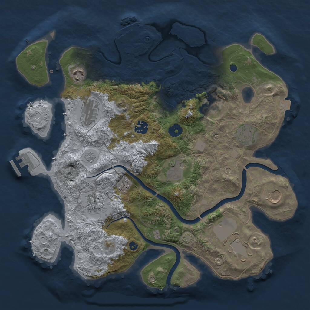 Rust Map: Procedural Map, Size: 3500, Seed: 940755173, 16 Monuments
