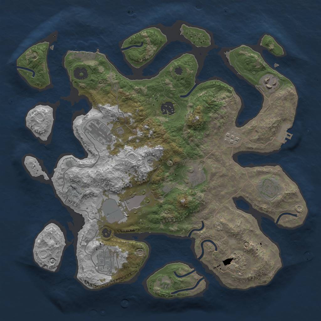 Rust Map: Procedural Map, Size: 3500, Seed: 940755173, 17 Monuments