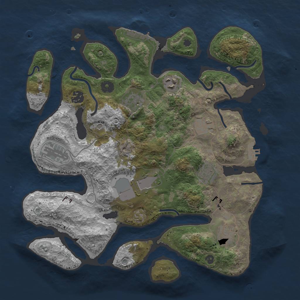 Rust Map: Procedural Map, Size: 3500, Seed: 1703163033, 16 Monuments