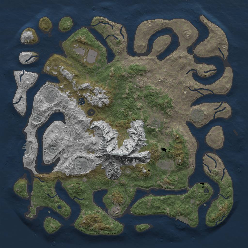 Rust Map: Procedural Map, Size: 5000, Seed: 46754, 18 Monuments